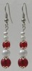 Red Glass & Pearl Earrings