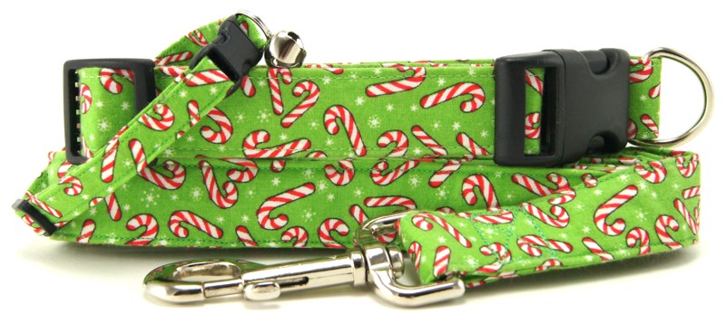 Christmas Candy Canes Dog Collars - Dog Leashes - Cat Collars from K9