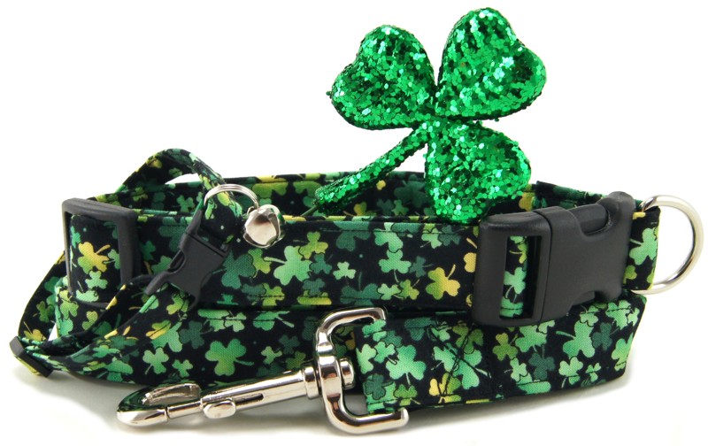 Lucky Irish Shamrocks Dog Collars Dog Leashes Cat Collars from K9